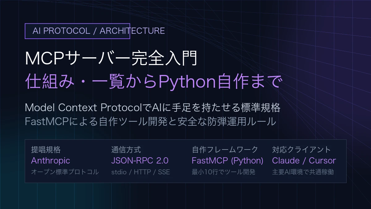 MCPサーバーとは？仕組み・おすすめ一覧からPython自作方法まで徹底解説